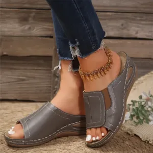 Blisscomfy Arch Support Stretchy Wide Toe Box Wedge Sandals