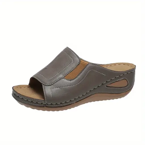Blisscomfy Arch Support Stretchy Wide Toe Box Wedge Sandals