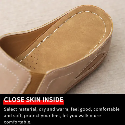 Blisscomfy Arch Support Stretchy Wide Toe Box Wedge Sandals