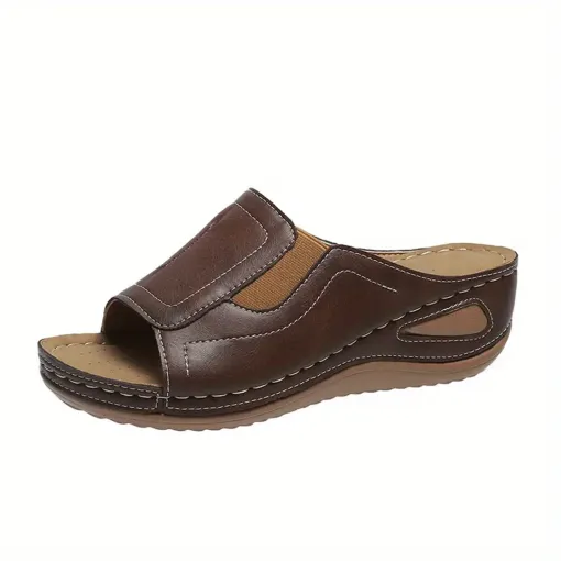 Blisscomfy Arch Support Stretchy Wide Toe Box Wedge Sandals