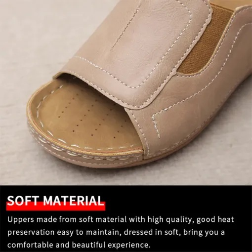 Blisscomfy Arch Support Stretchy Wide Toe Box Wedge Sandals