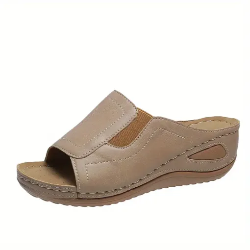 Blisscomfy Arch Support Stretchy Wide Toe Box Wedge Sandals
