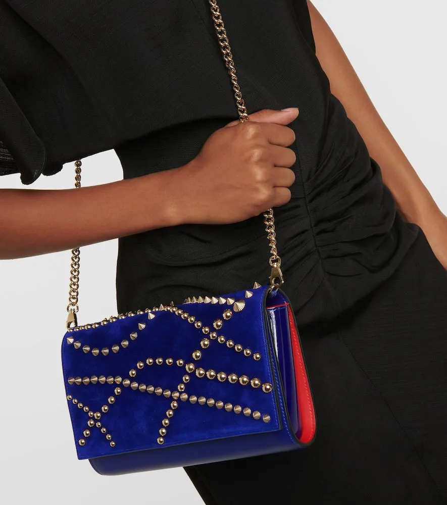 Christian Louboutin Paloma embellished suede and leather clutch