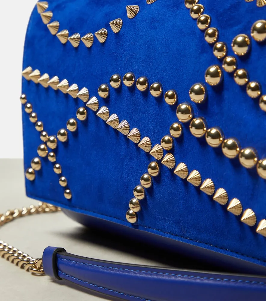 Christian Louboutin Paloma embellished suede and leather clutch