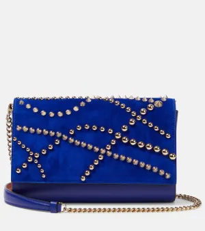 Christian Louboutin Paloma embellished suede and leather clutch