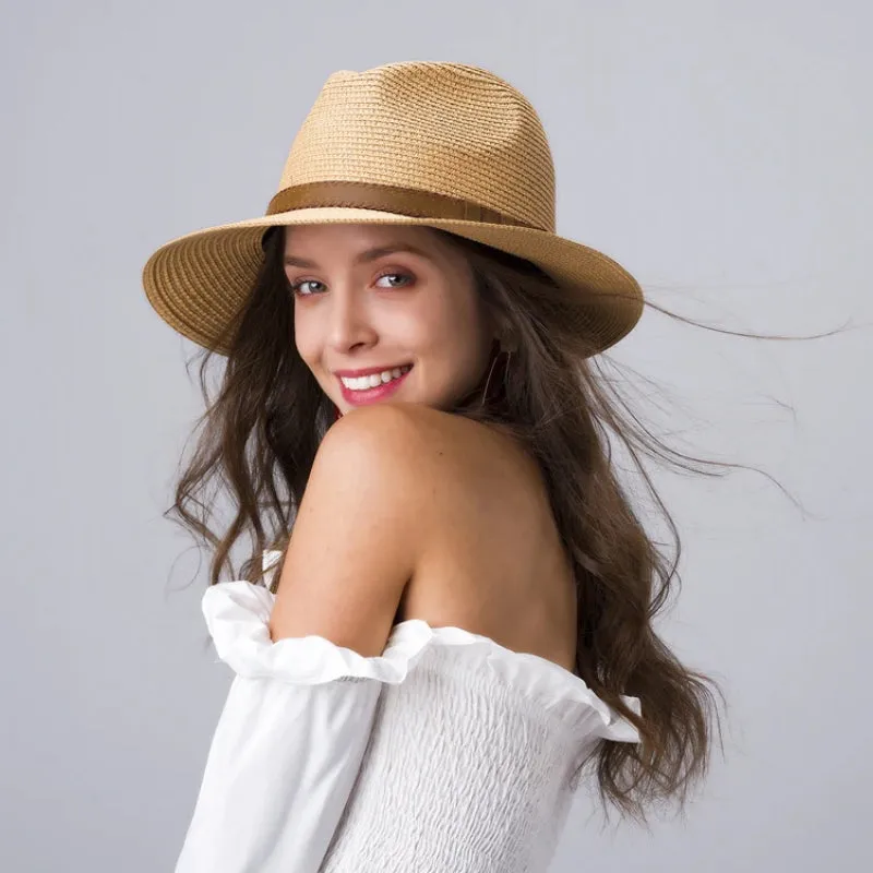 Classic Jazz Style Wide Brim Panama Summer Straw Hats
