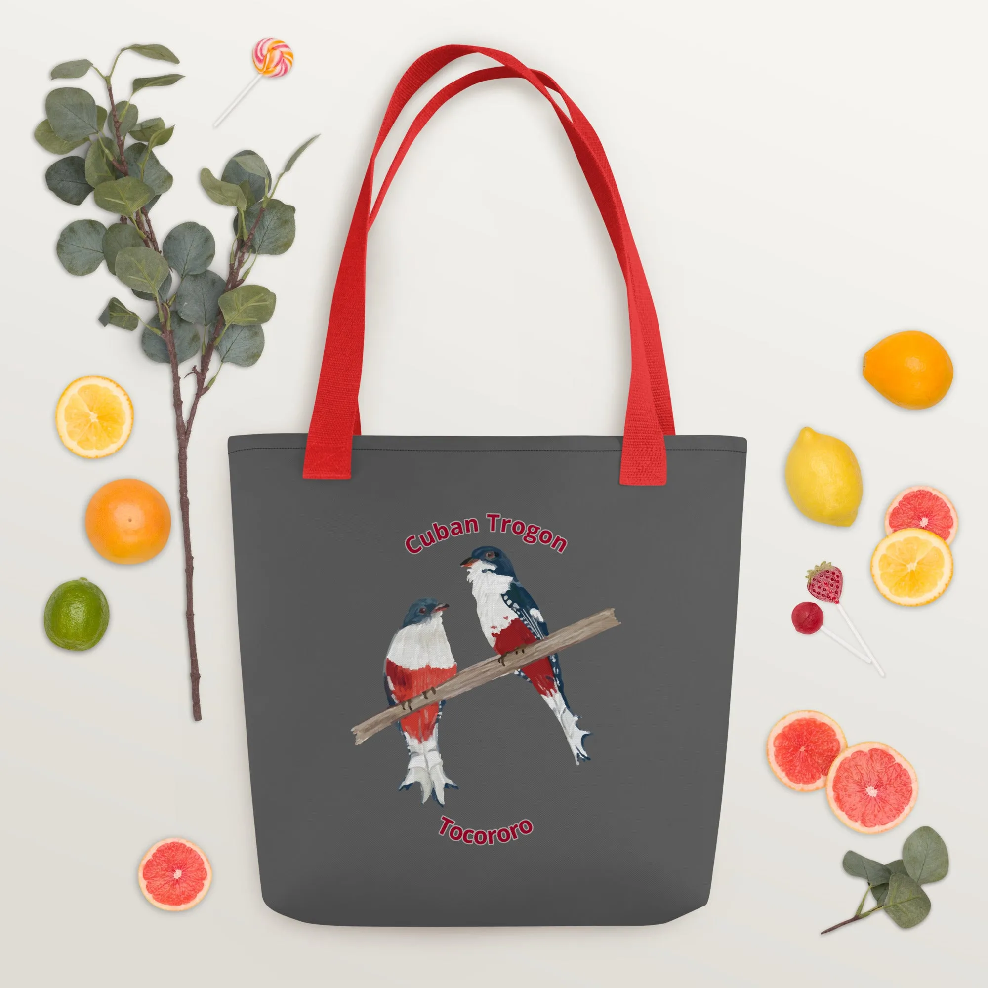 Cuban Trogon/Tocororo Tote bag (Options Black or Red Handle)