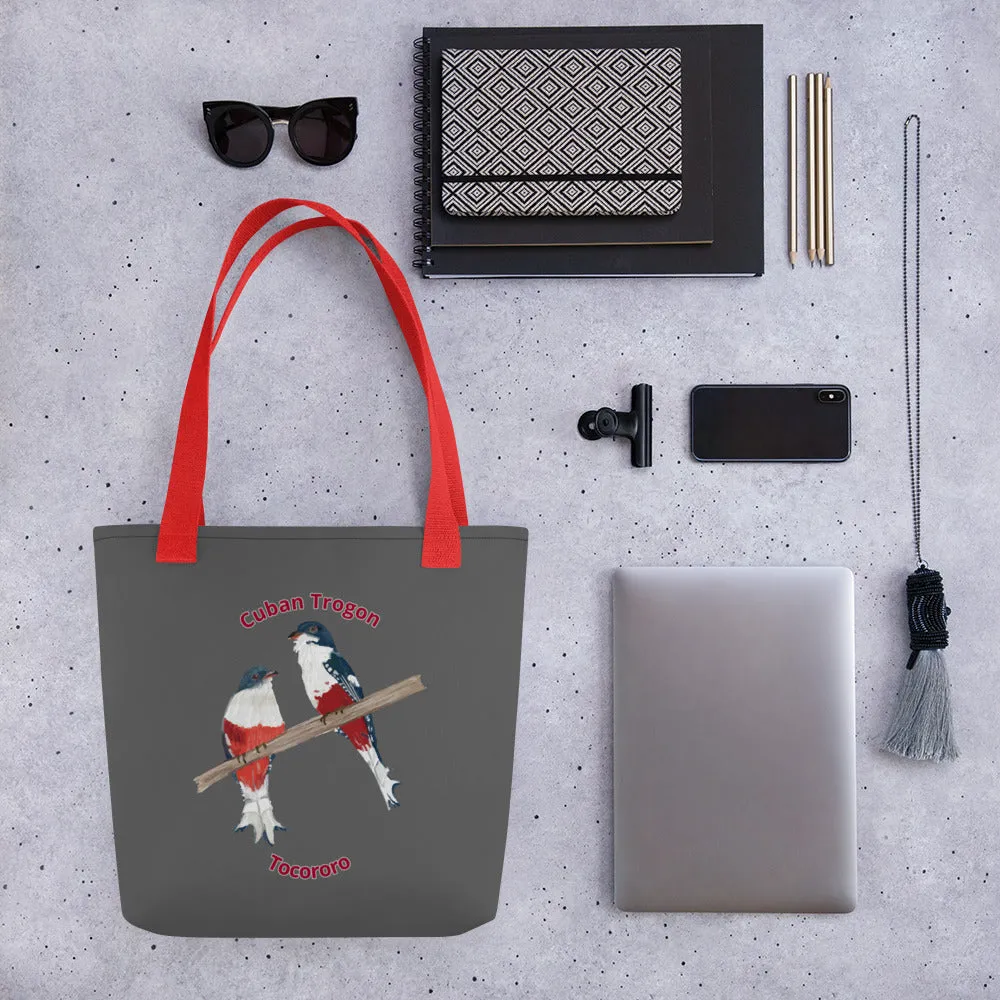 Cuban Trogon/Tocororo Tote bag (Options Black or Red Handle)