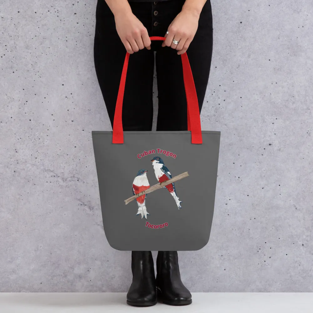 Cuban Trogon/Tocororo Tote bag (Options Black or Red Handle)