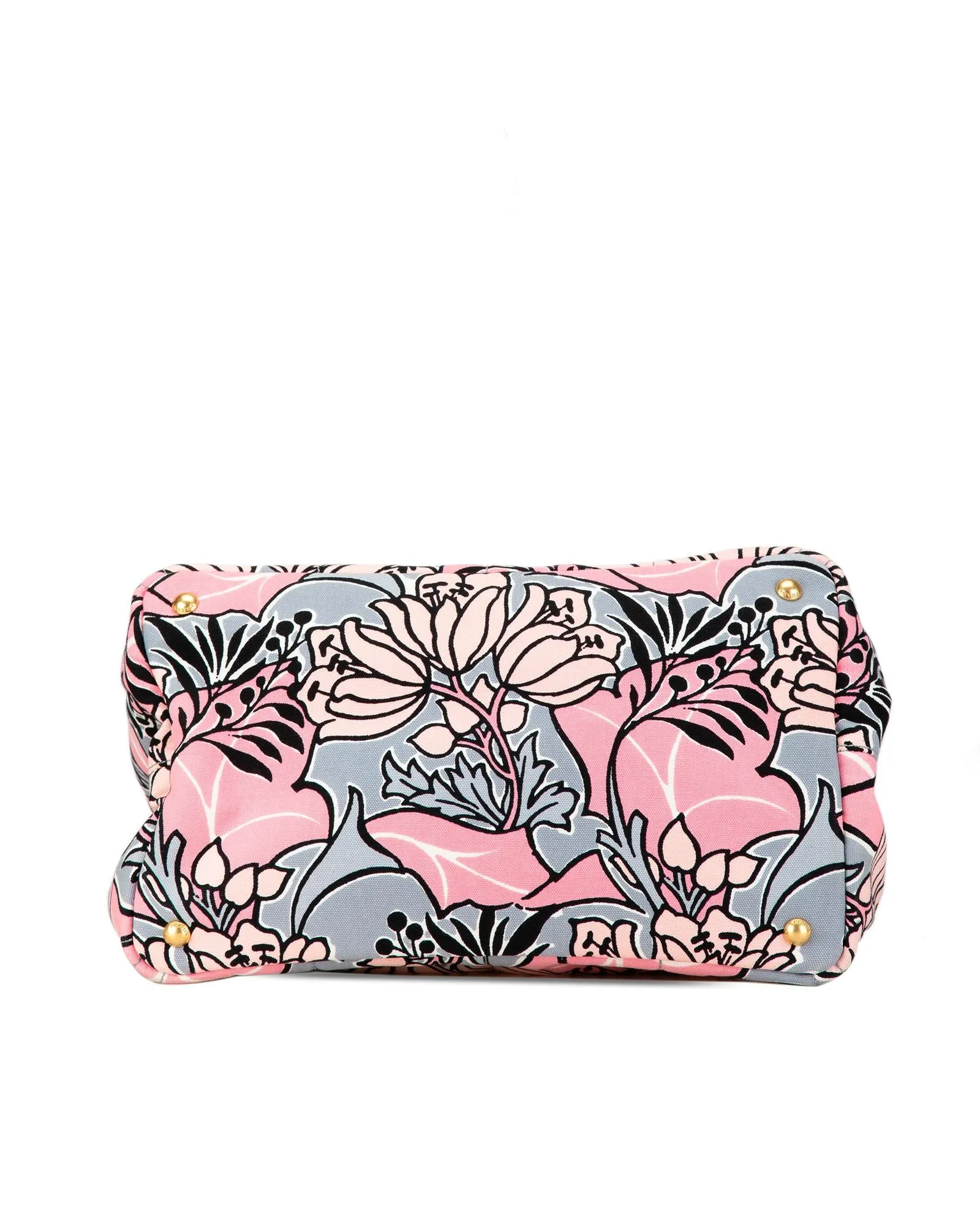 Floral Printed Canvas Satchel with Adjustable Strap