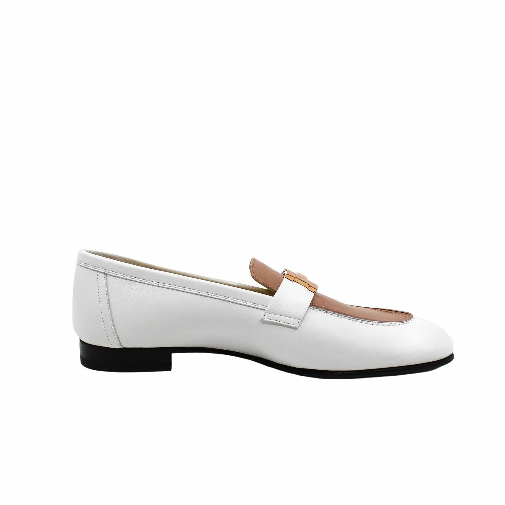 H loafer white mix beige pink rghw buckle #39