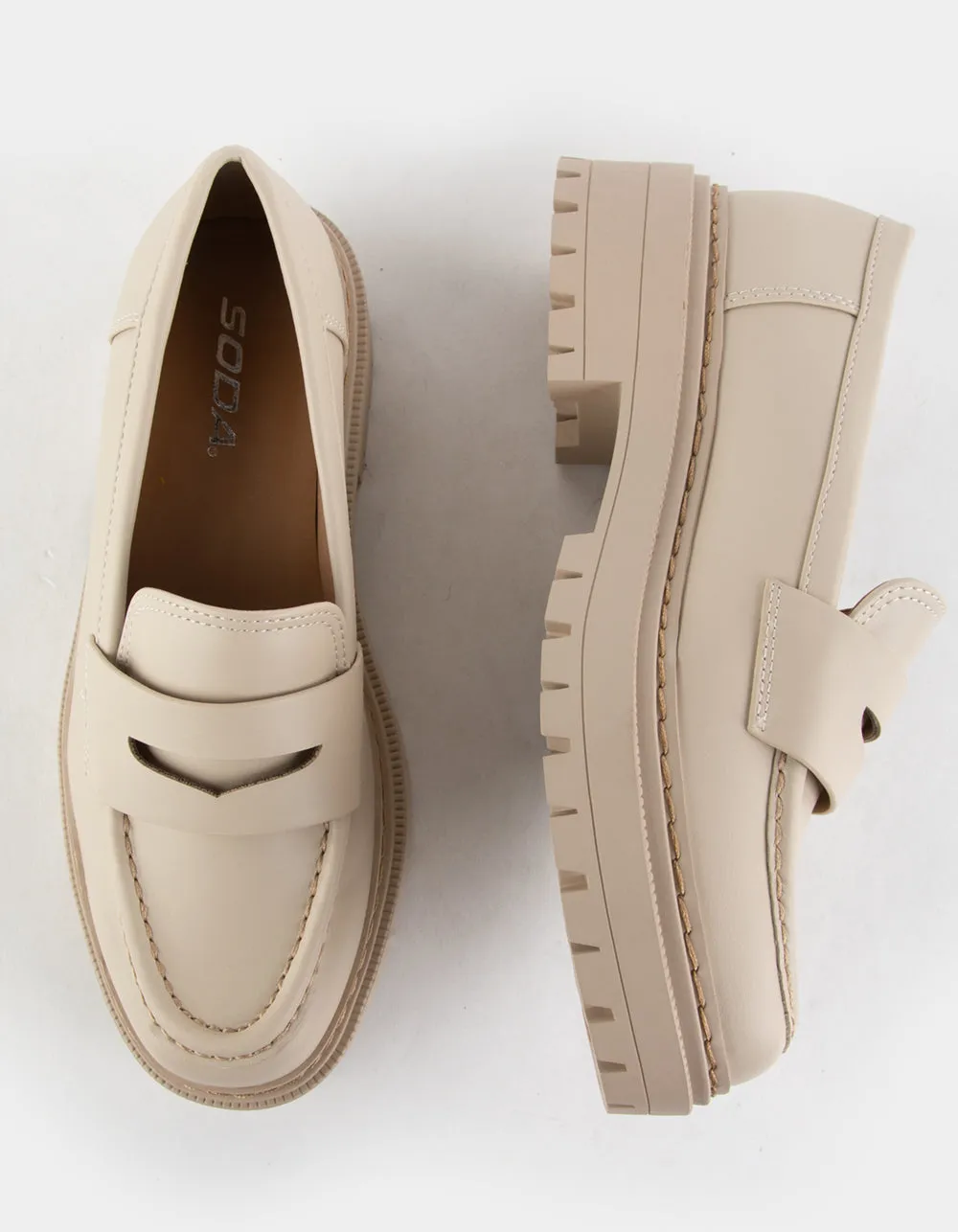 Lug Sole Penny Loafers in Bone