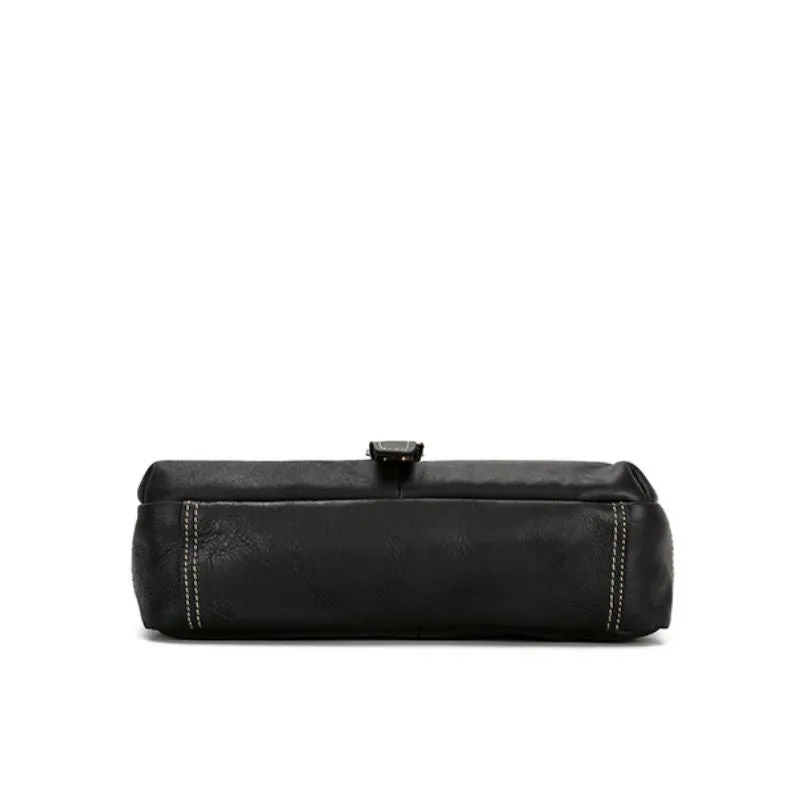 Small Black Leather Messenger Bag