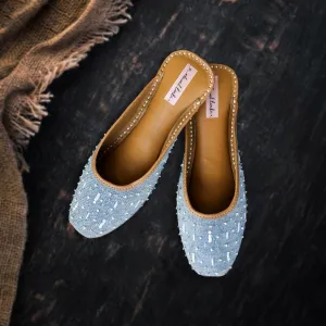 Steel Blue Women Jutti | Bead Embellished | Festive & Wedding Apt