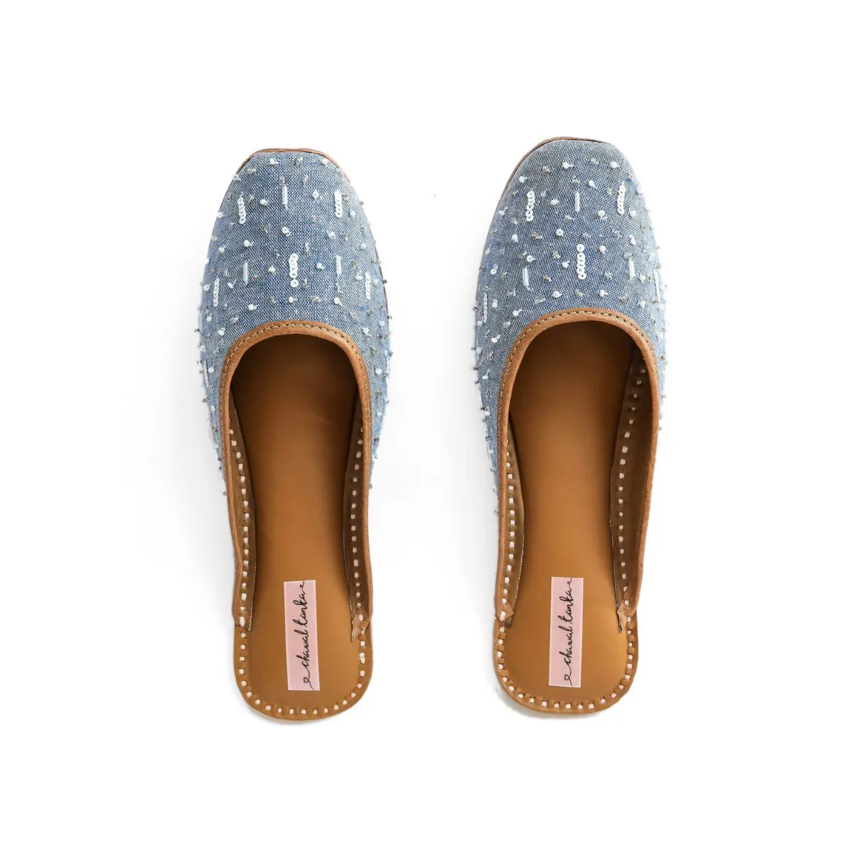 Steel Blue Women Jutti | Bead Embellished | Festive & Wedding Apt