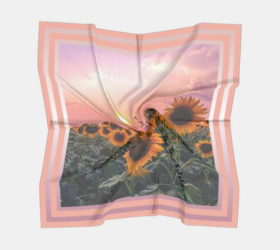 Sunflowers Pretty in Pink Sunset Apricot Stripe Scarf