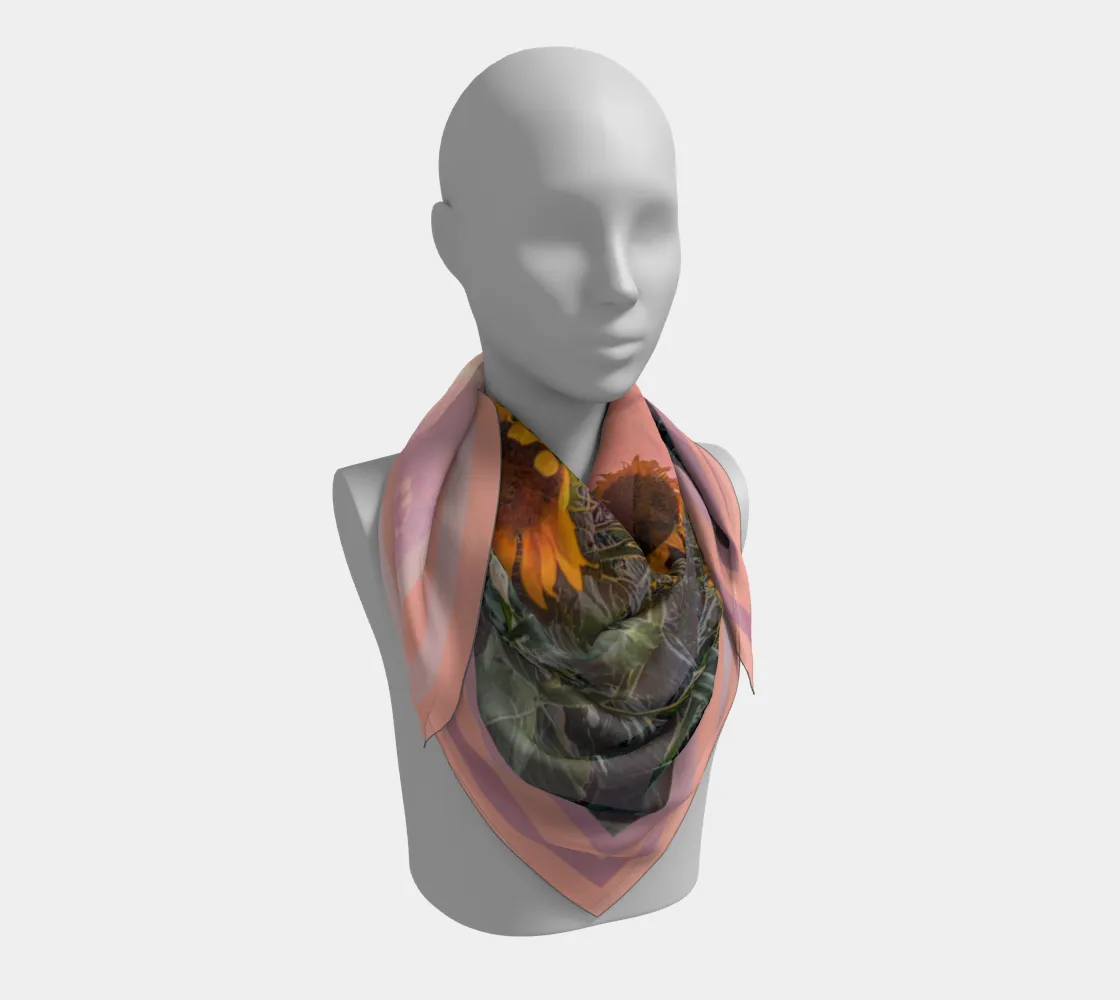 Sunflowers Pretty in Pink Sunset Apricot Stripe Scarf