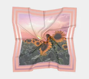 Sunflowers Pretty in Pink Sunset Apricot Stripe Scarf