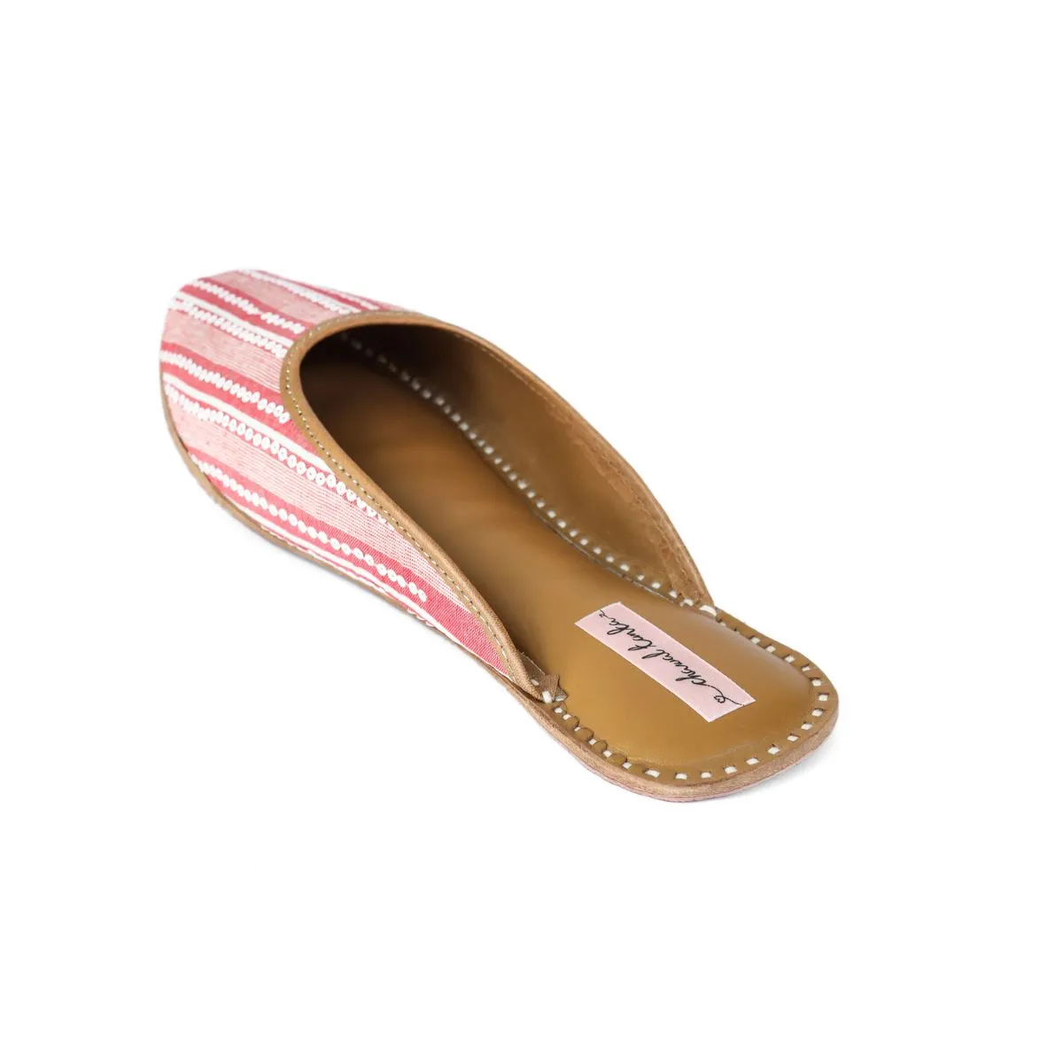 Trendy Stripes Women Jutti | Embellished | Crimson Red & White
